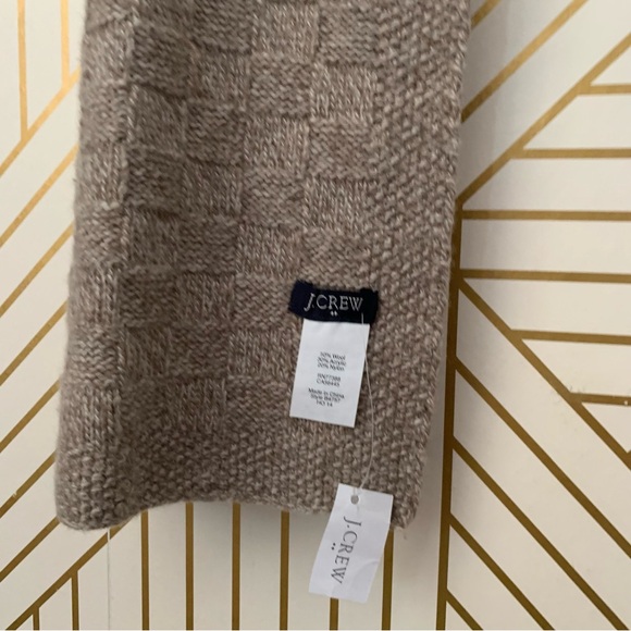 J. crew NWT Wool blend basket weave Woven knit neutral square gender neutral - Picture 4 of 7